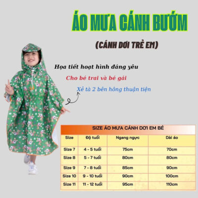 Alt="Áo mưa cánh bướm bé Phương Nam"